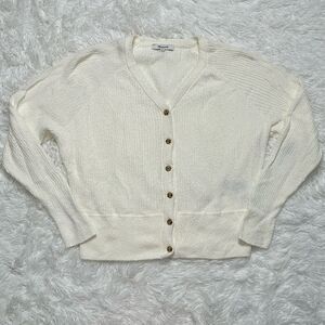 Madewell Maysville V-Neck Cardigan Sweater Button Up V-Neck Cream Size Small